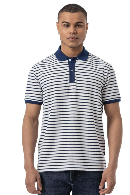 Çizgili Waffle Polo T-Shirt