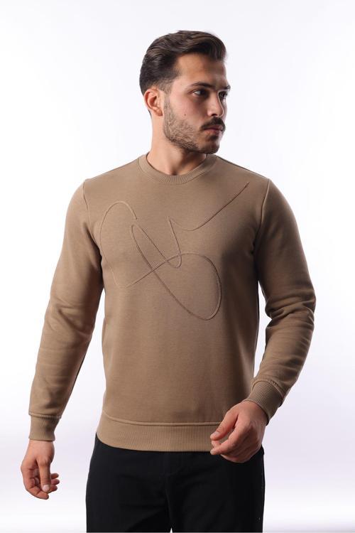 Şardonlu 3 İplik Bisiklet Yaka Sweatshirt