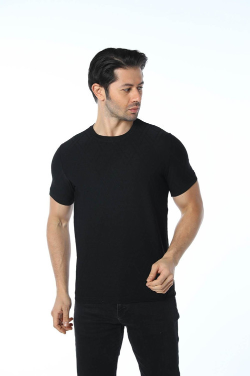 Jakarlı Bisiklet Yaka T-Shirt