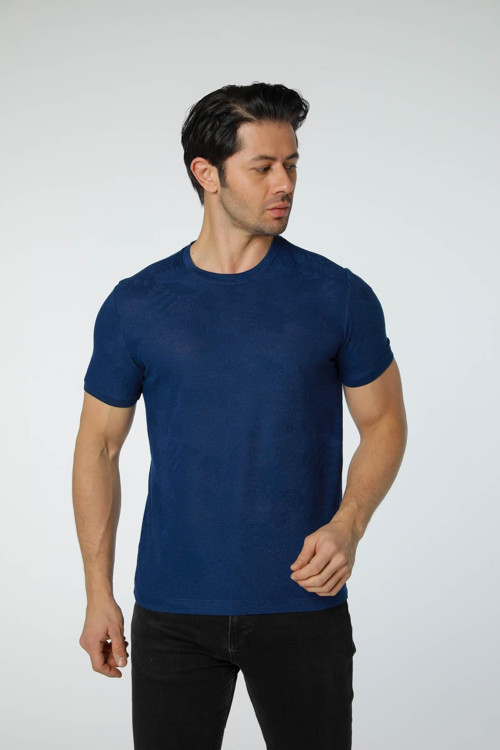 Jakarlı Bisiklet Yaka T-Shirt