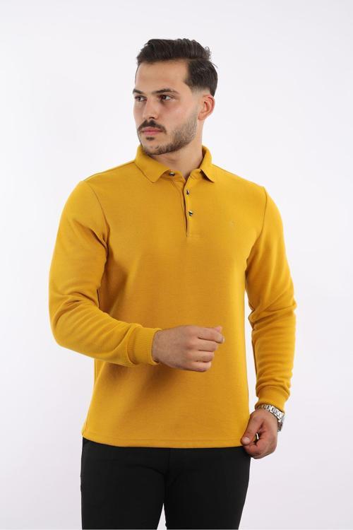 Klasik Polo Yaka Sweatshirt %100 Pamuk