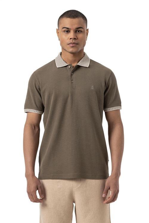 Flamlı Waffle Polo Yaka T-Shirt