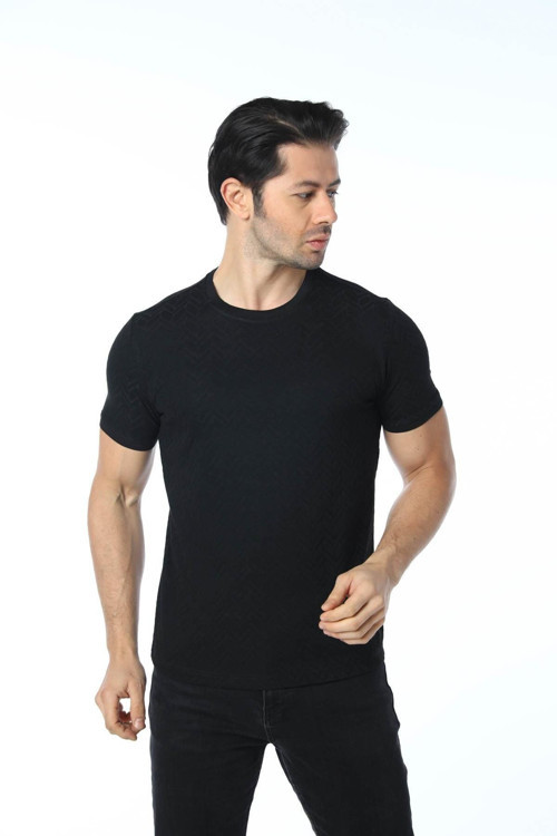 Jakarlı Bisiklet Yaka T-Shirt