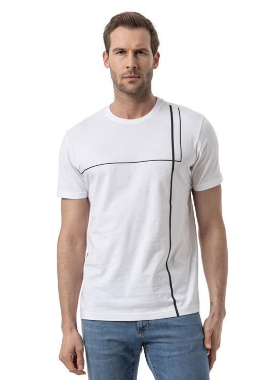 Baskılı Bisiklet Yaka T-Shirt