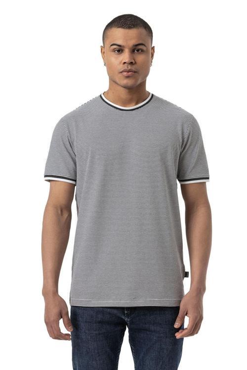 Yatay Çizgili Bisiklet Yaka T-Shirt