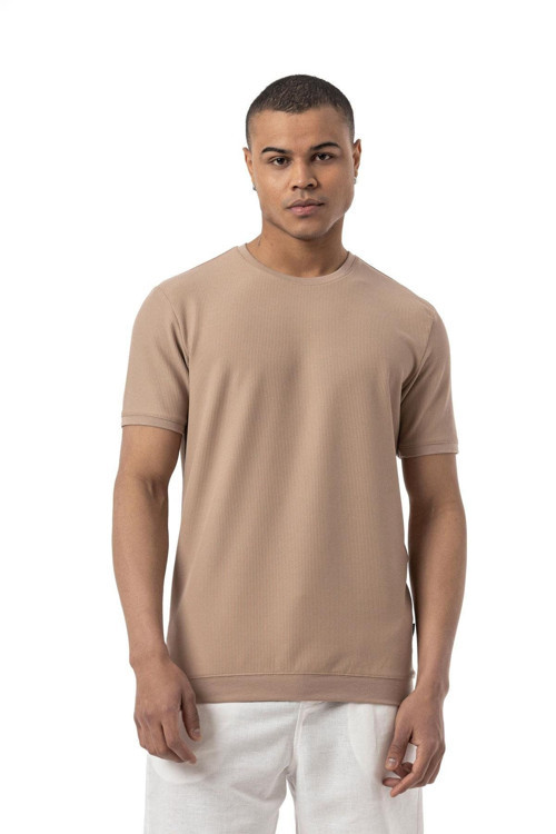 Waffle Bisiklet Yaka T-Shirt