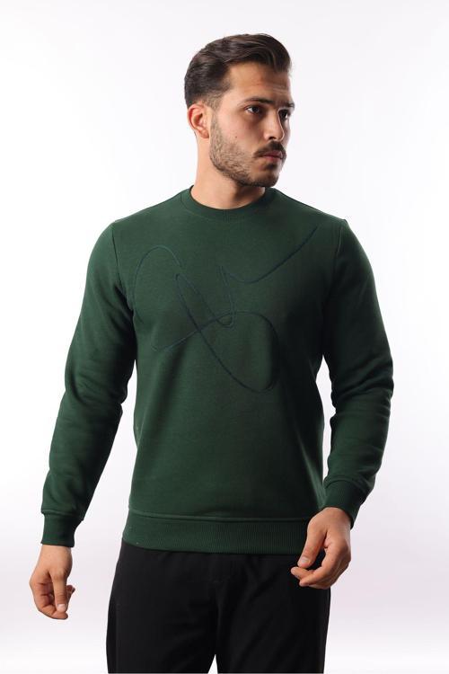 Şardonlu 3 İplik Bisiklet Yaka Sweatshirt