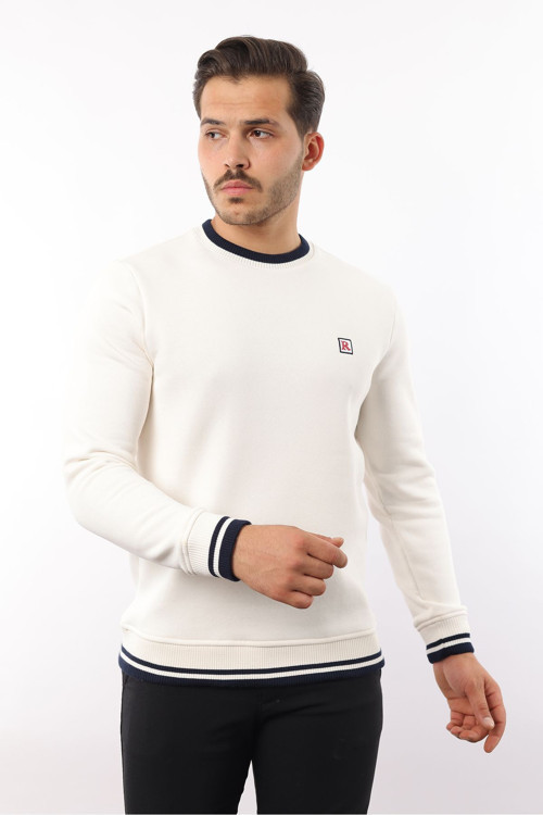 3 İplik Şardonlu Bisiklet Yaka Pamuklu Sweatshirt