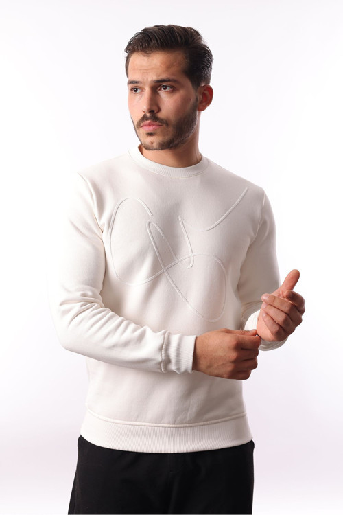 Şardonlu 3 İplik Bisiklet Yaka Sweatshirt