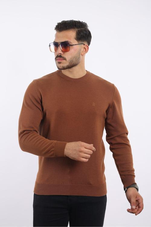 %100 Pamuk Bisiklet Yaka Standart Fit Triko Kazak