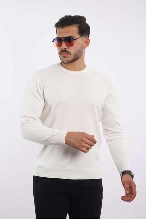 %100 Pamuk Bisiklet Yaka Standart Fit Triko Kazak