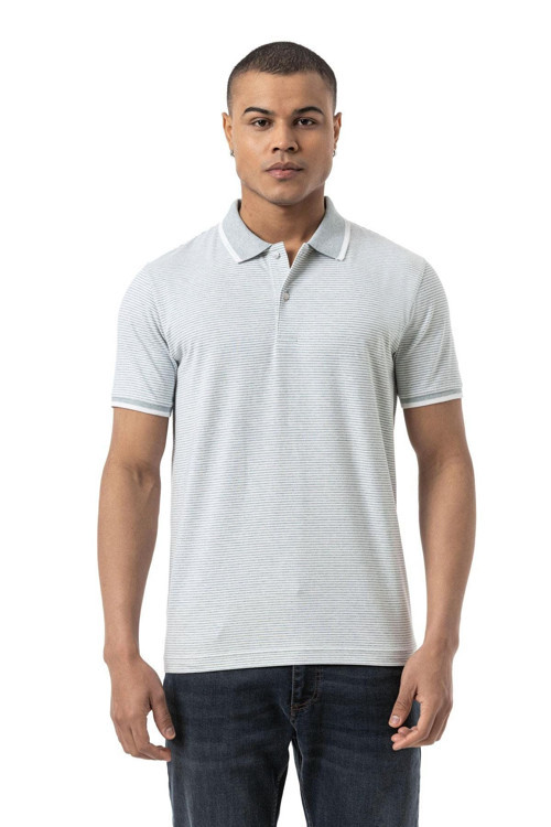 Büyük Beden Yatay Çizgili Polo T-Shirt