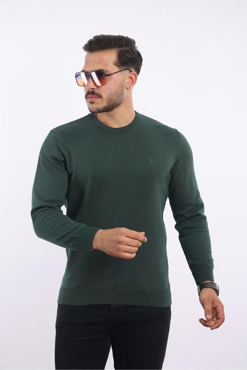 %100 Pamuk Bisiklet Yaka Standart Fit Triko Kazak