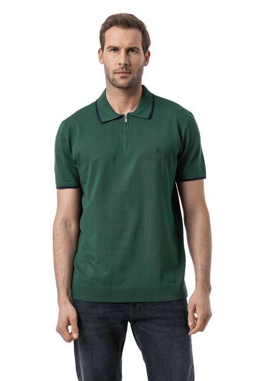 Fermuarlı Triko Polo T-Shirt