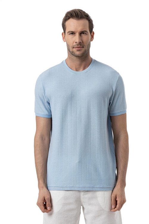 Jakarlı Bisiklet Yaka T-Shirt