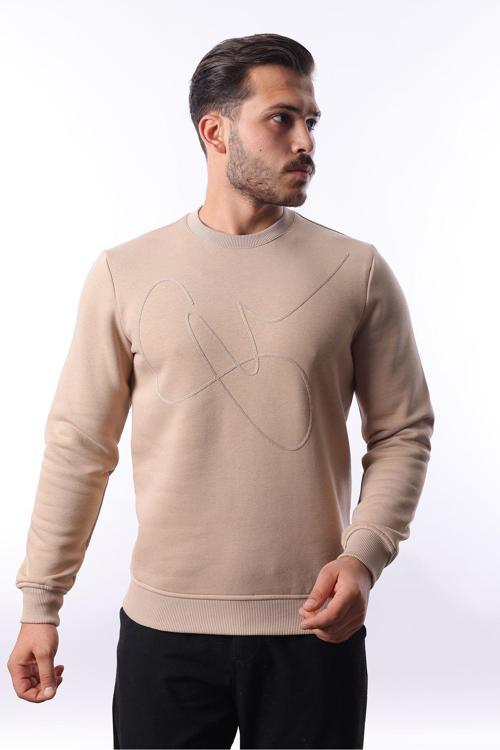 Şardonlu 3 İplik Bisiklet Yaka Sweatshirt