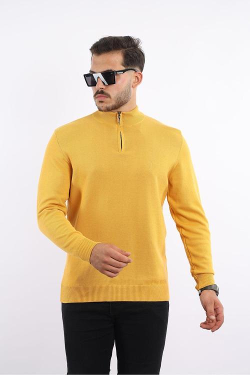 %100 Pamuk Tüylenme Yapmayan Yarım Fermuarlı Triko