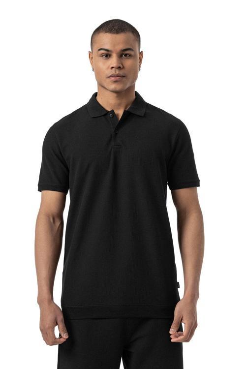 Büyük Beden Waffle Polo T-Shirt