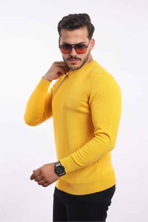 %100 Pamuk Bisiklet Yaka Standart Fit Triko Kazak