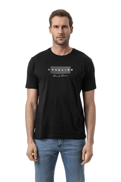 Baskılı Bisiklet Yaka T-Shirt