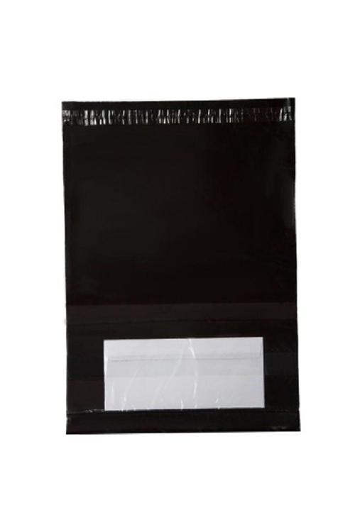 100 Adet Cepli 35X45+5 Cm Siyah Kargo Poşeti Büyük Boy Kargo Torbası 80 Mikron
