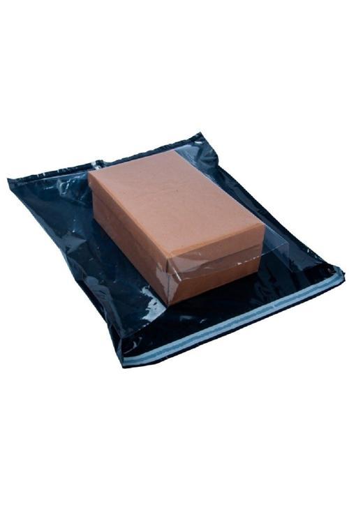 200 Adet 45X55+5 Cm Kargo Poşeti Siyah+Şeffaf Battal Boy Kargo Torbası 80 Mikron