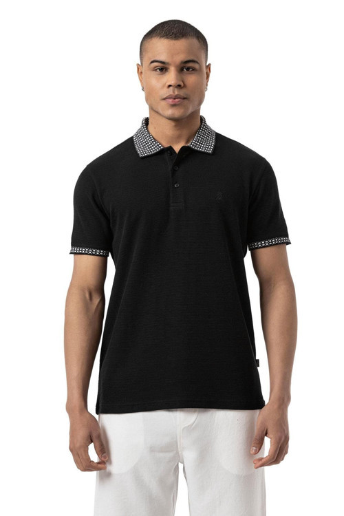 Flamlı Waffle Polo Yaka T-Shirt