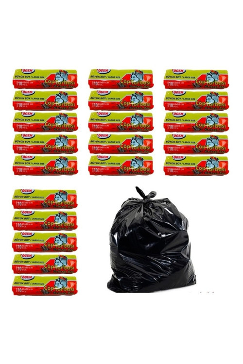 Büyük Boy Çöp Poşeti 65X80 Cm 50 Lt 10'Lu Rulo 20 Paket