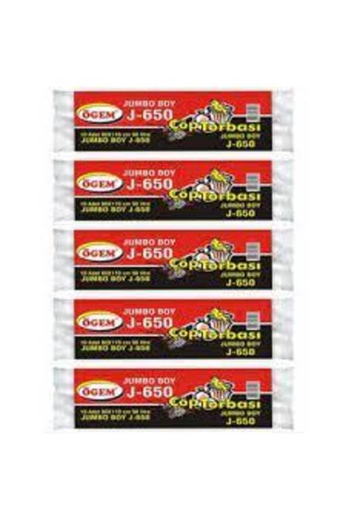 End.Çöp Poşeti Jumbo Boy 80X110Cm 10 Adet 650Gr Siyah X 5 Paket