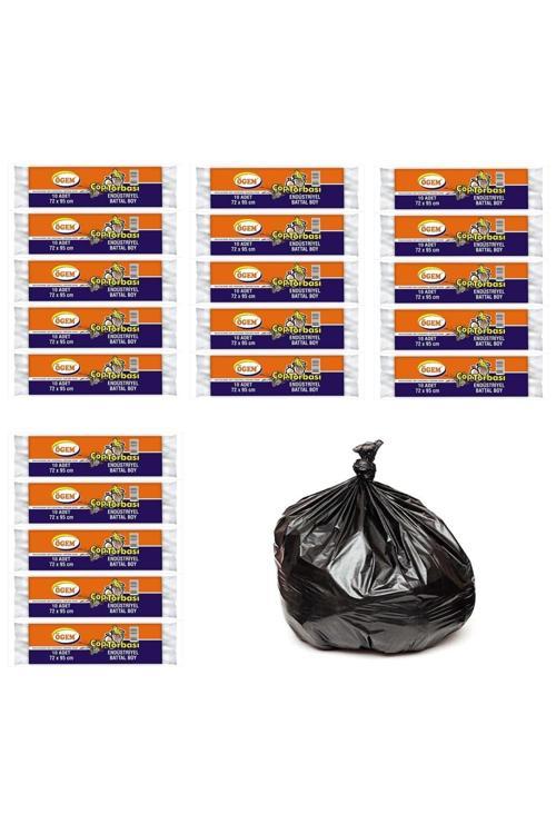 Endüstriyel Battal Boy Çöp Poşeti 72X95 Cm 70 Lt 10'Lu Rulo 20 Paket