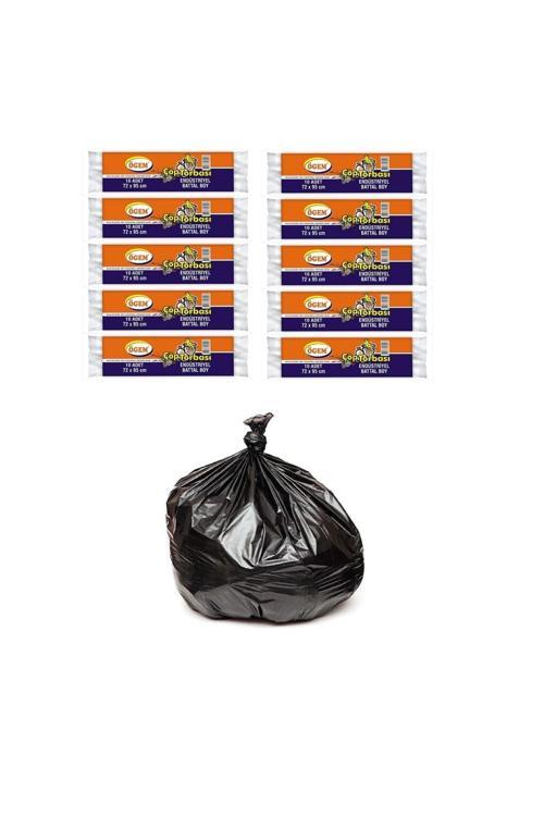 Endüstriyel Çöp Poşeti Battal Boy 72X95 Cm 10 Adet 400 Gr X 10 Paket