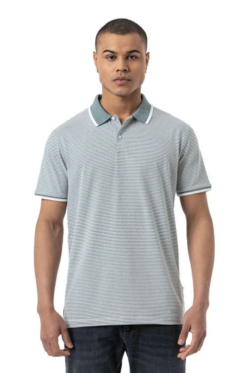 Büyük Beden Yatay Çizgili Polo T-Shirt