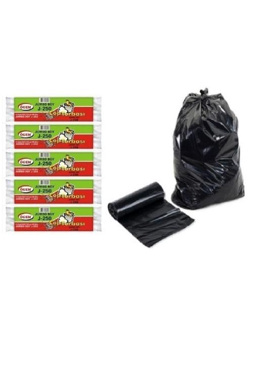 J-250 Jumbo Boy Çöp Poşeti 80X110 Cm 90 Lt 10'Lu Rulo 5 Paket