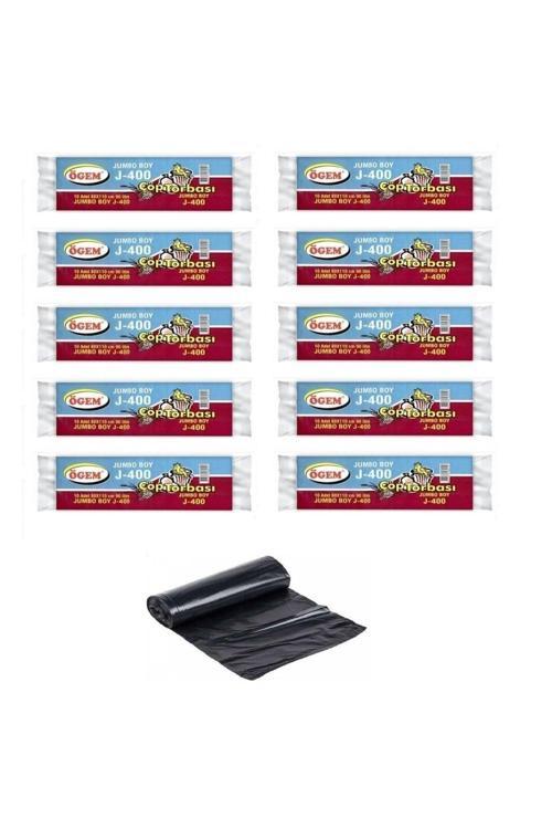 J-400 Jumbo Boy Çöp Poşeti 80X110 Cm 90 Lt 10'Lu Rulo 10 Paket