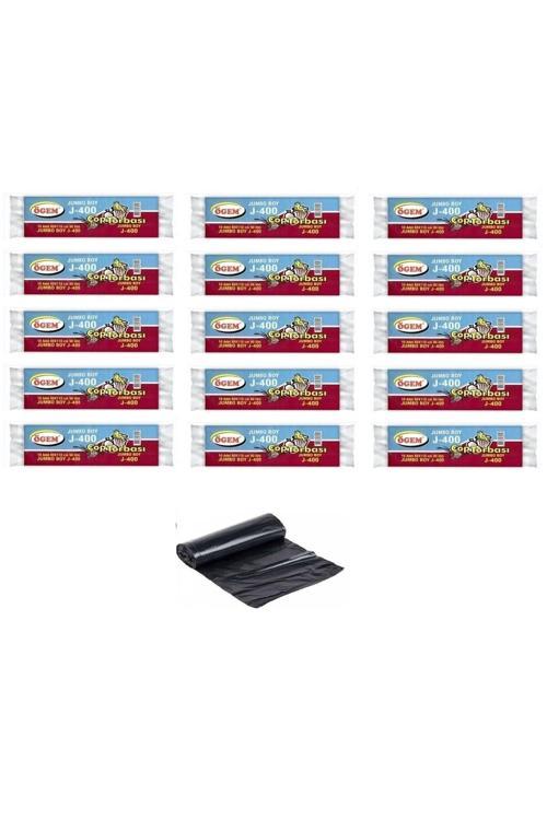 J-400 Jumbo Boy Çöp Poşeti 80X110 Cm 90 Lt 10'Lu Rulo 15 Paket