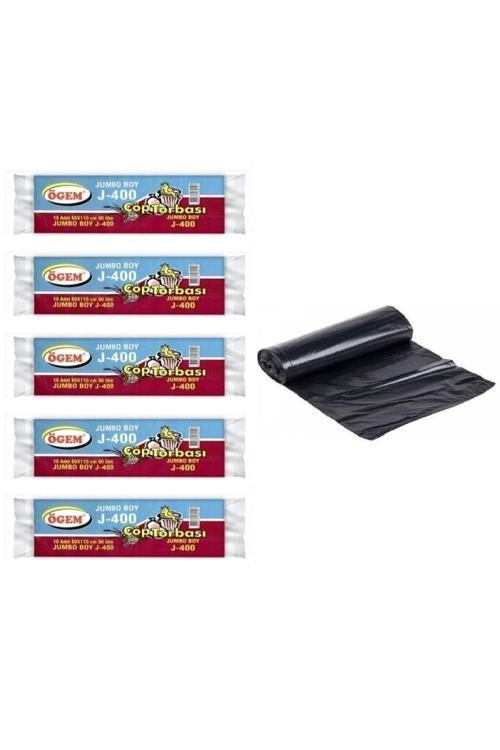 J-400 Jumbo Boy Çöp Poşeti 80X110 Cm 90 Lt 10'Lu Rulo 5 Paket