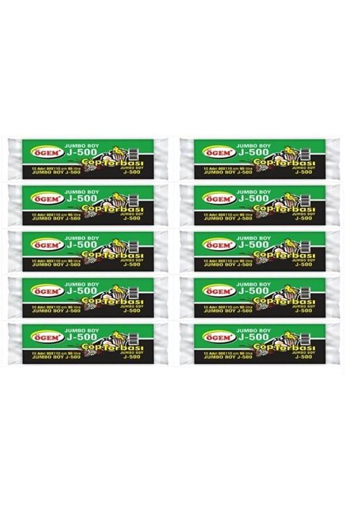 J-500 Jumbo Boy Çöp Poşeti 80X110 Cm 90 Lt 10'Lu Rulo 10 Paket