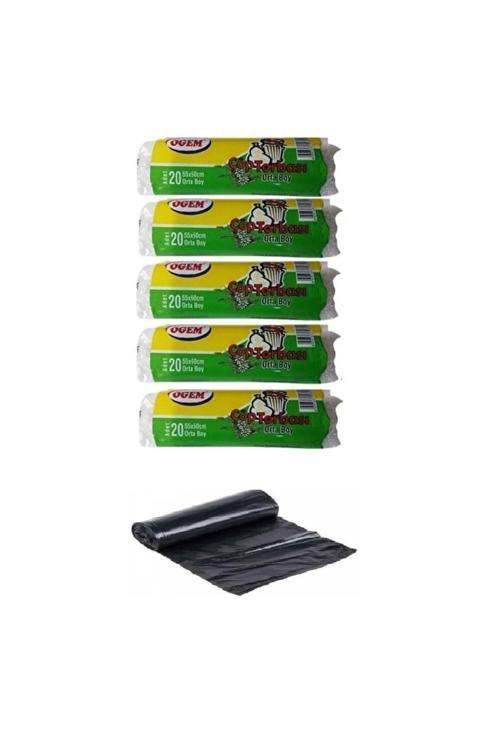 Orta Boy Çöp Poşeti 55X60 Cm 30 Lt 20'Lı Rulo 5 Paket