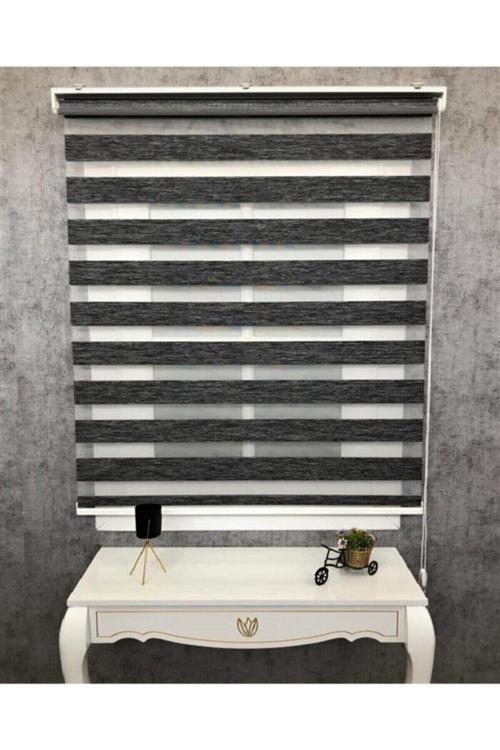 Bambu Raks Koyu Gri Zebra Perde