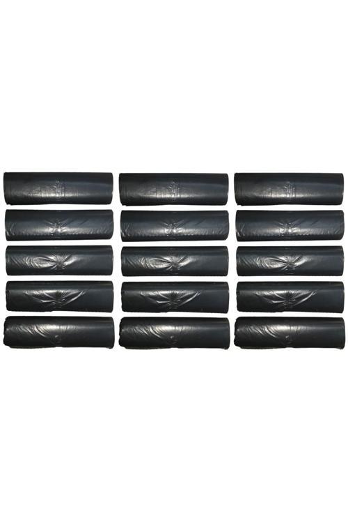 Siyah Ekstra Kalın J250 Jumbo Boy Çöp Poşeti 80*110 Cm 10 Lu Rulo 15 Paket (150 Adet)