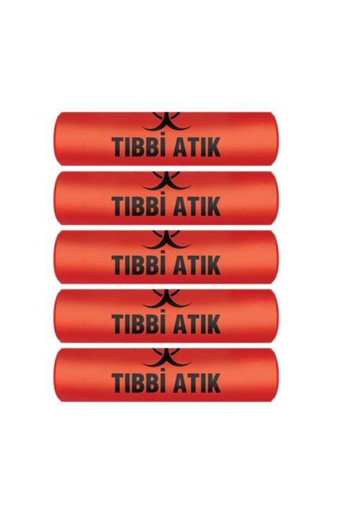 Tıbbi Atık Torbası Battal Boy 75X90 Cm 400 Gr 10 Lu Rulo X 5 Paket = 50 Adet (Kırmızı-Siyah Baskılı)