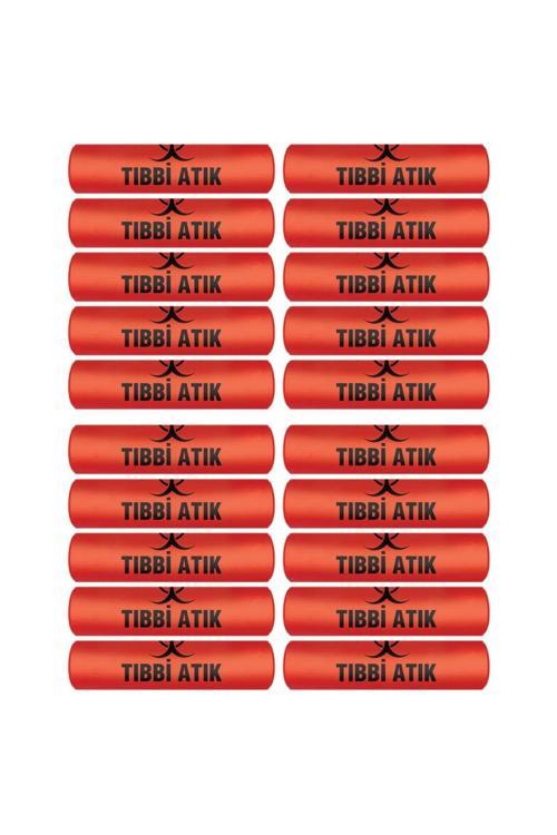 Tıbbi Atık Torbası Orta Boy 55X60 Cm 300 Gr 10 Lu Rulo X 20 Paket = 200 Adet (Kırmızı-Siyah Baskılı)