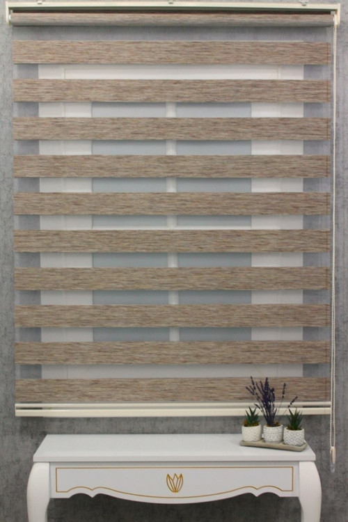 Bambu Raks Kahverengi Zebra Perde