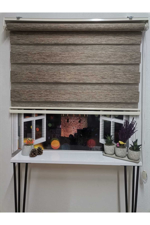 Bambu Raks Kahverengi Zebra Perde