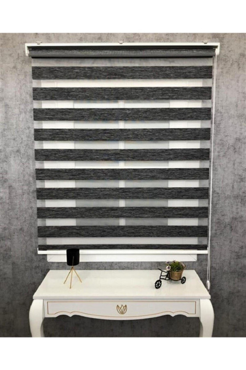 Bambu Raks Koyu Gri Zebra Perde