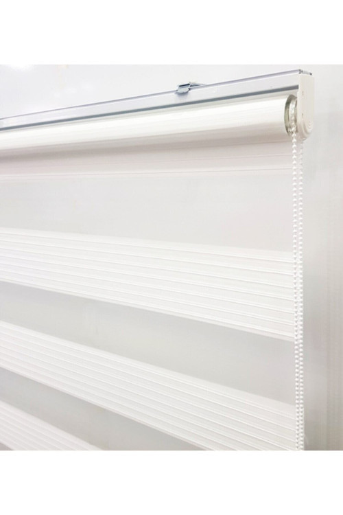 Geniş Pilise Beyaz Zebra Perde