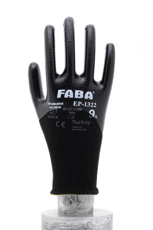 EP-1322 Siyah Nitril Polyester Eldiven-L