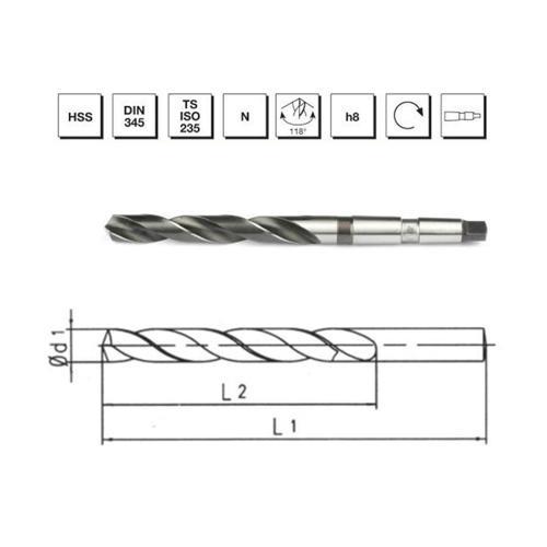 Makina Takım HSS DIN 345 Mors Konik Saplı Maktap Ucu 22mm - MTE B00004002200