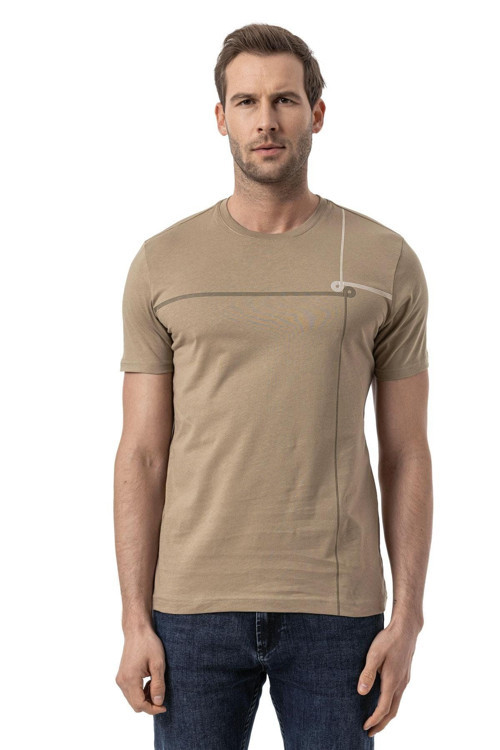 Baskılı Bisiklet Yaka T-Shirt