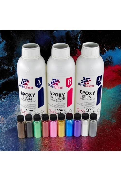 Ultra Şeffaf Epoksi Reçine 3 Kg 10X20 Ml Parlak Sedefli Pigment Seti